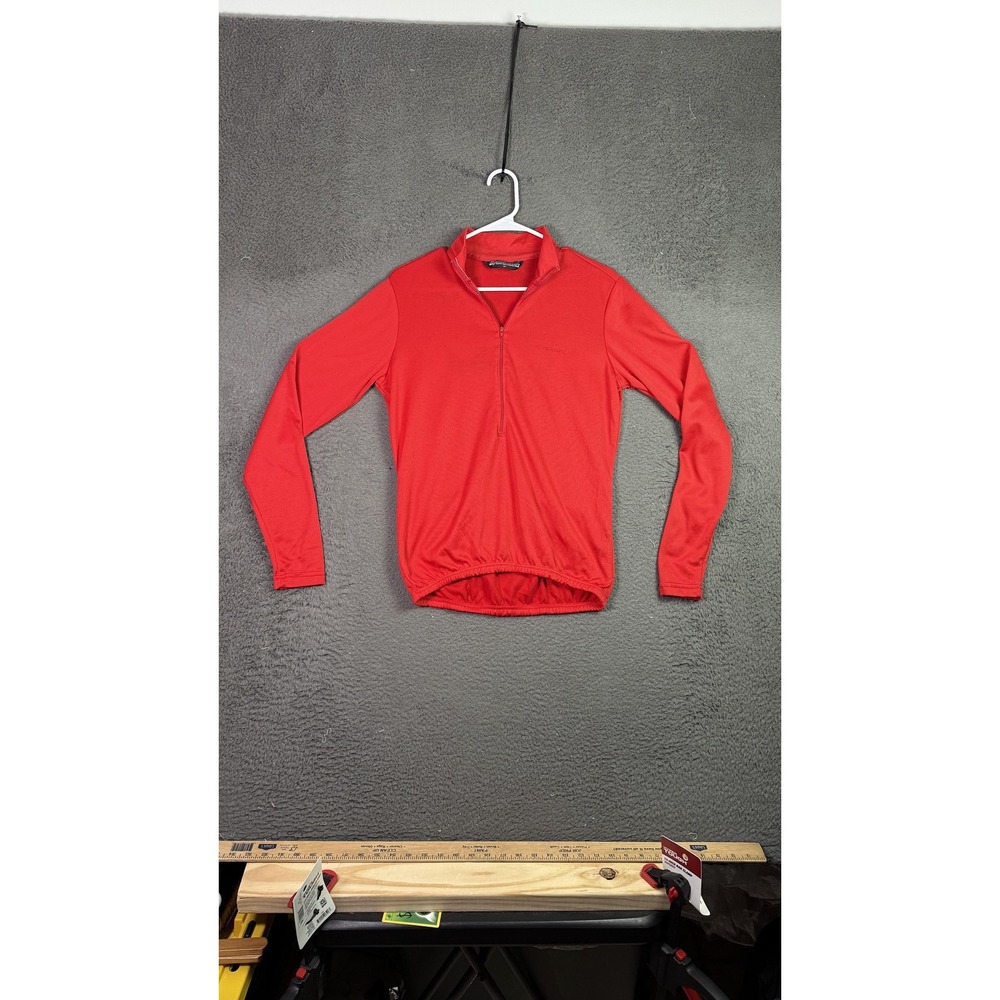 Performance Cycling Jersey Shirt Mens Small Red‎ Long Sleeve Half Zip Pockets